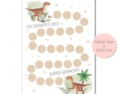 Belohnungsplan für Kinder PDF, zum Motivieren, Bestärken, Belohnen, Motivationskarte Mutmacher Lernen Kinder Belohnung, Belohnungstafel Dino