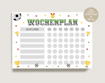 Weekly planner for children, weekly plans, weekly plan for children, football, routine planner for children, routine plan, routine for children, download, DIN A4