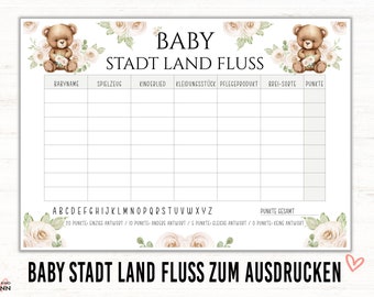 City country river baby shower pdf, baby city country baby shower party games flower teddy printable gifts baby shower