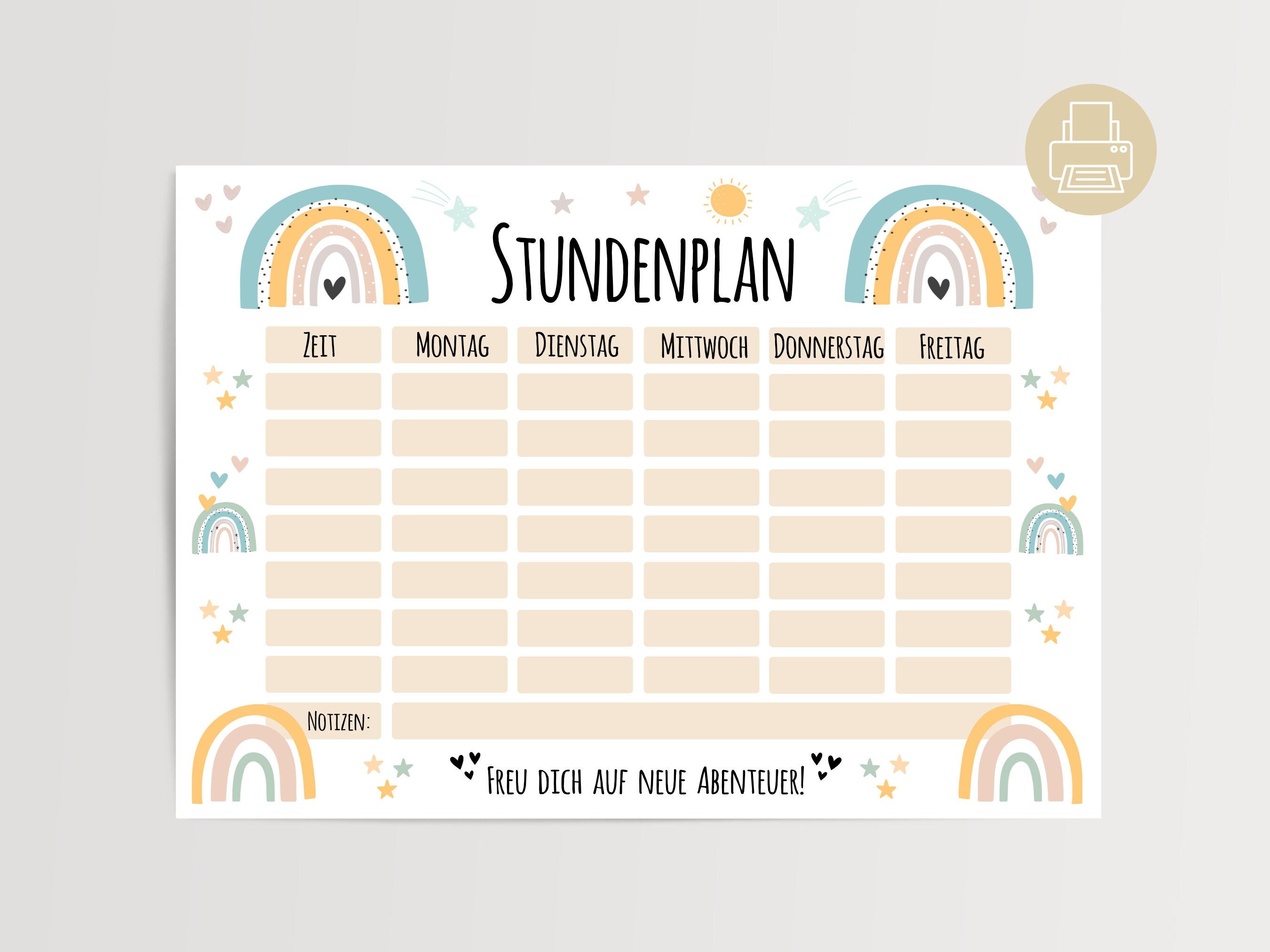 Personalisiertier Stundenplan Für Kinder - 17 Designs Zur Auswahl