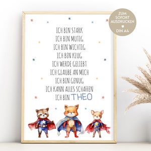 Affirmations Children | Affirmation Poster | Download | kids personalized gifts | School enrollment gift idea | Poster children's room