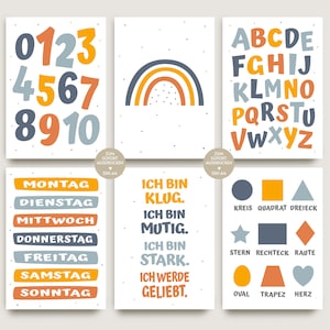 Inscripción escolar idea de regalo cartel de aprendizaje conjunto para niños afirmaciones arco iris para imprimir regalo decorativo niño de la escuela regreso a la escuela en el último minuto