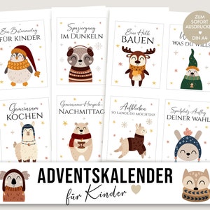 Advent calendar for children, animals boho, vouchers download, DIY, Christmas calendar, gifts for children, Advent calendar ideas