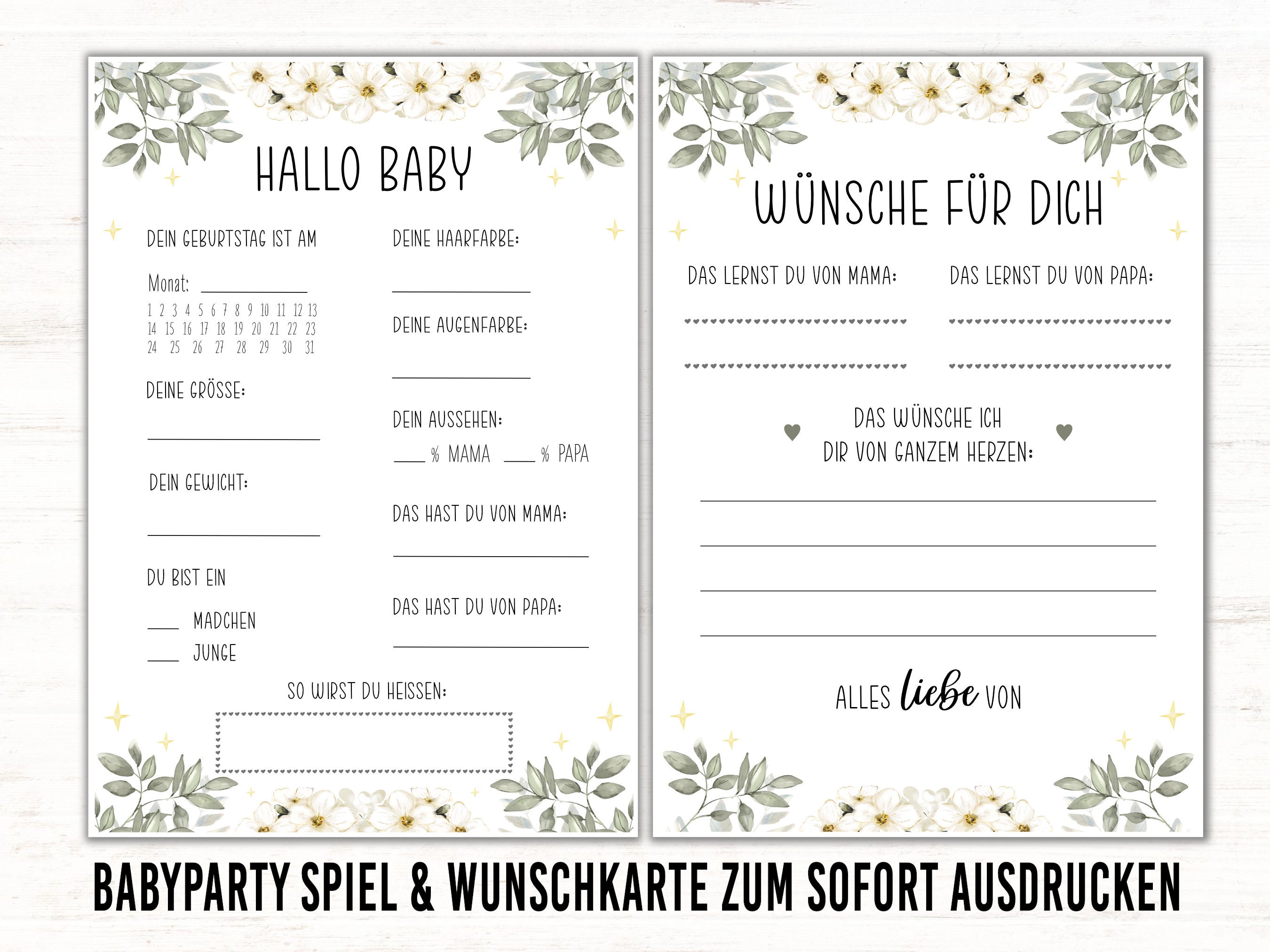 Babyparty Spiele Baby Shower deutsch Ratespiel Babypartyspiel zum