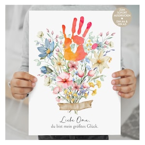 Presente pessoal para a vovó, obrigado, aniversário, presente de aniversário, imagem de impressão manual, flores silvestres dos netos para a vovó, ideia de presente, download DIY