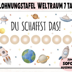 報酬表、報酬カード、子供たちが印刷できる宇宙と惑星の報酬システム、強化計画、報酬計画 PDF