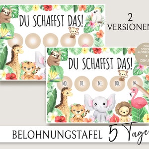 Reward system for toddlers, reward plan for children, reward chart, learning plan, motivation, 5 days, task plan, kindergarten, PDF