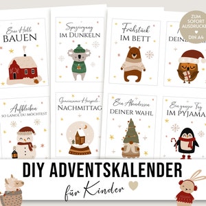 Calendario dell'Avvento per bambini Fai da te, boho, regali Calendario dell'Avvento, Calendario dell'Avvento, download, voucher time invece di cose da bambini