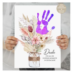 Weihnachtsgeschenk Lehrerin Geschenk Erzieherin Weihnachten Geschenkidee DIY Tagesmutter, Danke sagen, Handabdruckgeschenk, Druckvorlage