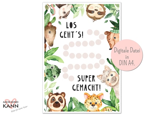 Belohnungstafel Kinder als PDF Motiv Tierkinder. - Etsy.de