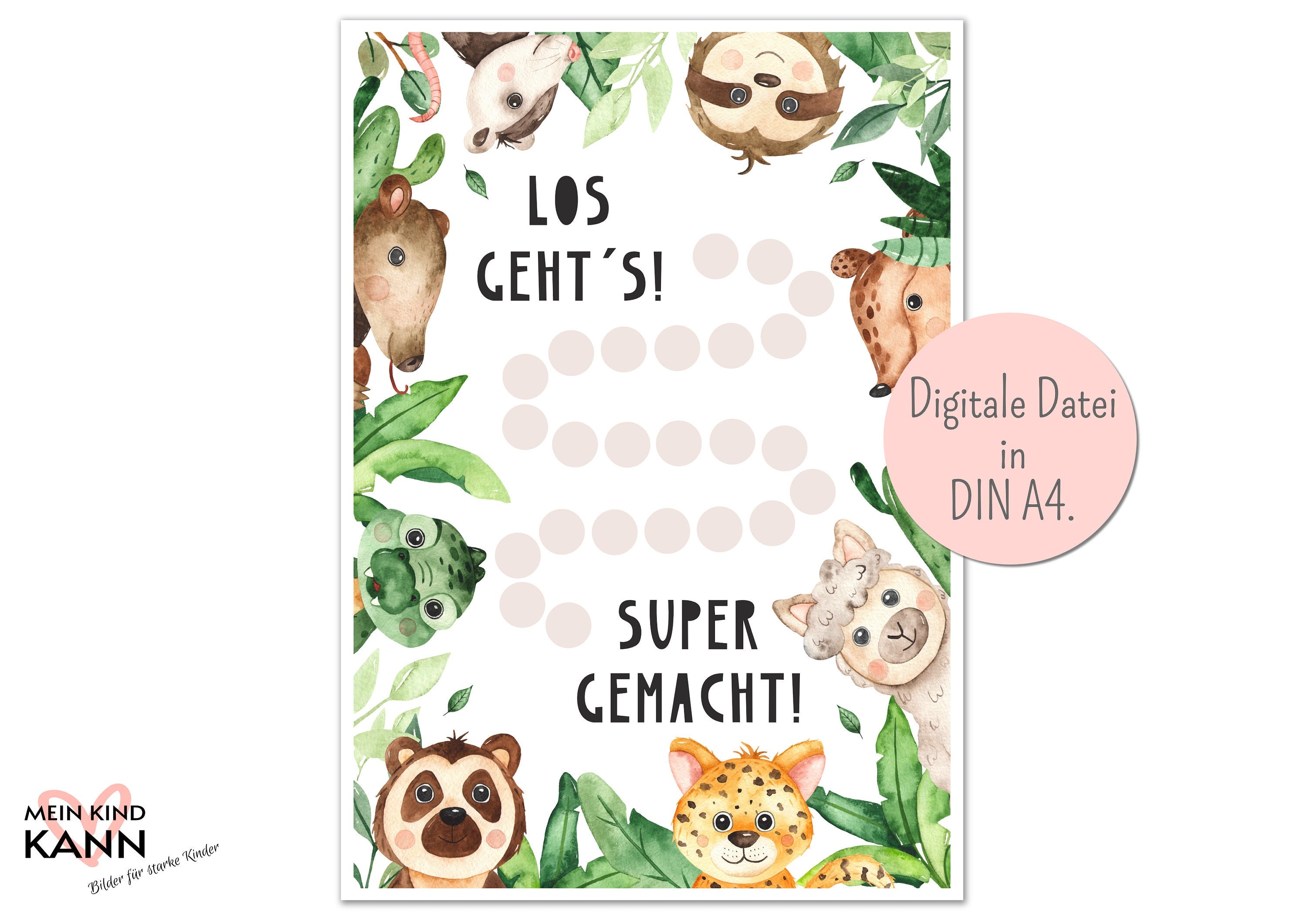 Belohnungstafel Kinder als PDF Motiv Tierkinder. - Etsy.de