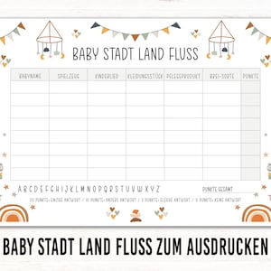 City country river boho baby shower pdf, printable baby shower party game, rainbow baby shower game