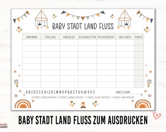 City country river boho baby shower pdf, printable baby shower party game, rainbow baby shower game