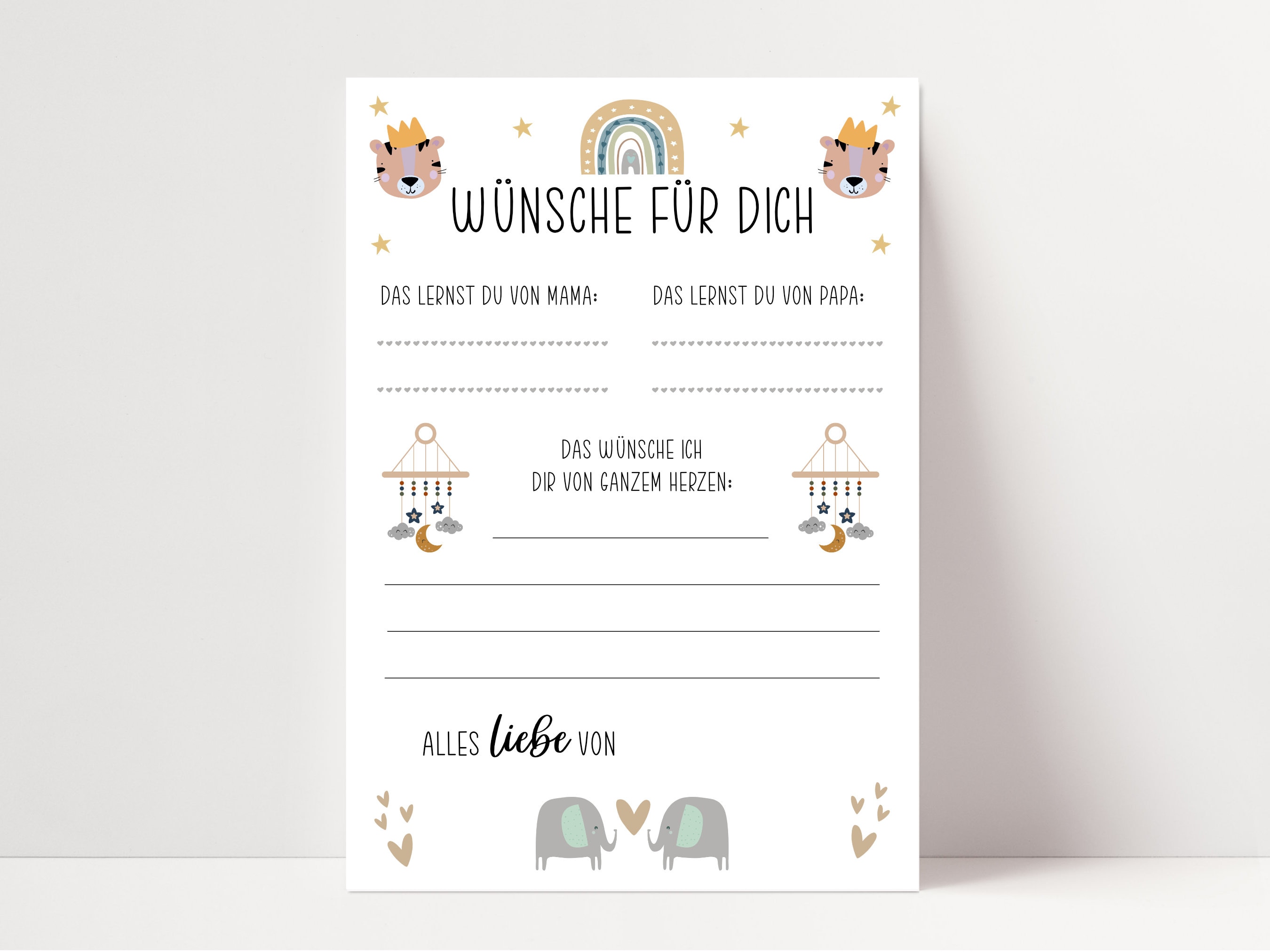 Baby Shower Game Wishes for the Baby Pdf Boho Animals Baby Shower Guessing  Game Wish Card Tip Card Set Fill-in Card - Etsy, image size:2700x2025