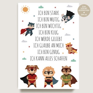 Affirmations for children | Affirmation Poster | Download | Nursery Affirmations | Affirmation Cards Kids | Decoration superheroes