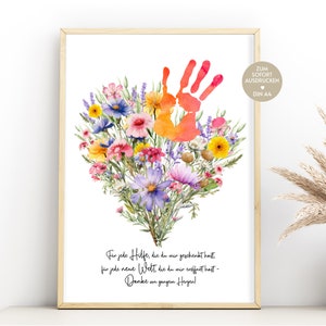 cbfarewell gift teacher, thank you gift farewell, DIY gifts teacher primary school teacher thank you handprint picture flowers saying PDF