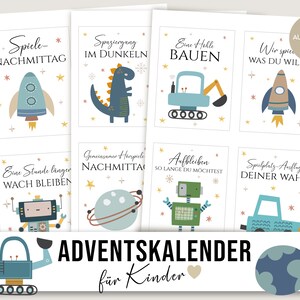 Advent calendar children, boys, car, space, dinosaur, make your own advent calendar, child vouchers, download, Christmas calendar, ideas