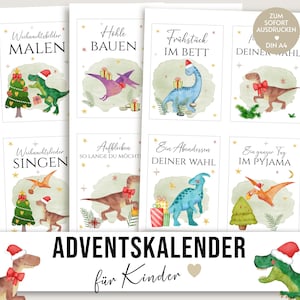 Advent calendar children DIY, Dino, Download, Advent calendar gift voucher, make your own Advent calendar, Christmas calendar idea for children
