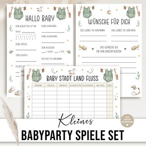 Baby Shower Paquete de juegos de baby shower Descargar Boho Juego de adivinanzas Ciudad País Tarjeta de consejos para bebés Deseos para el cuestionario del bebé Impresión en PDF en alemán