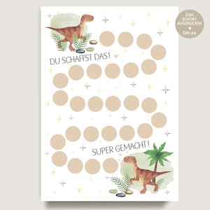 Reward chart, reward system children, reward plan, strengthen children, affirmations, download, potty training, reward card Dino