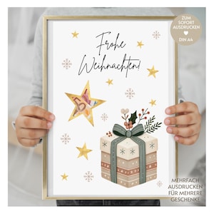 Money gifts Christmas packaging template, personal gift idea, money gift crafting, boho style, Christmas gift money, download