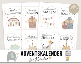 Advent calendar, children, boho, make your own Advent calendar, DIY, gifts Advent calendar, Christmas calendar, child, instant download, PDF