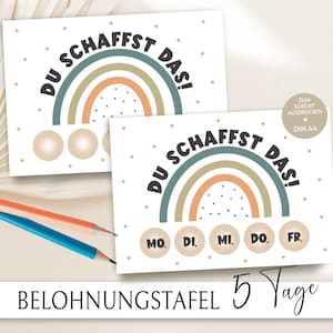 Reward chart, reward system for children, school child gift, reward plan, weekly plan, rainbow boho nursery, children's routine, PDF