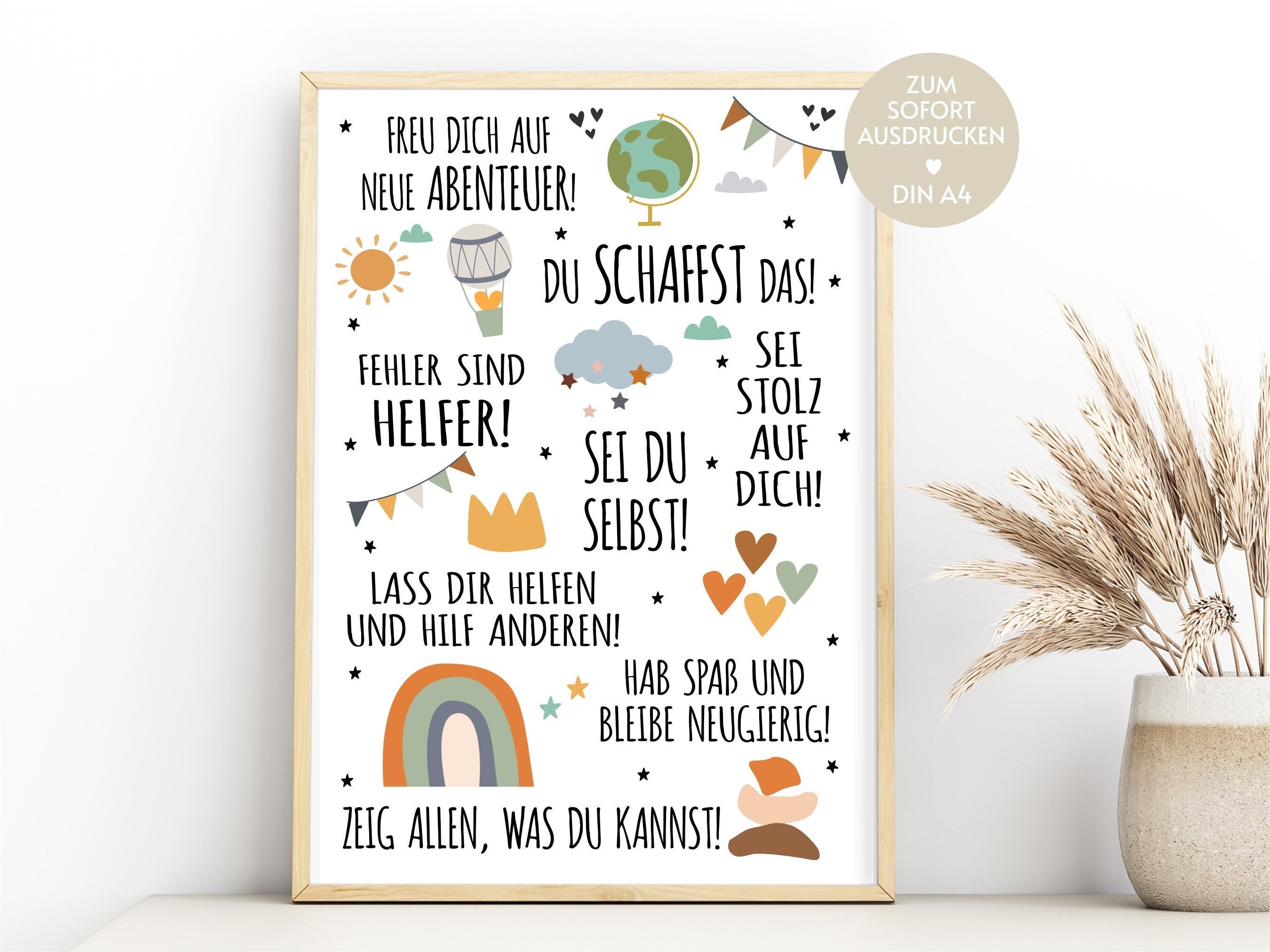 Schulanfang Karte Für Den 1. Tag – Inspirierende Grußkarte Für Kindergarten & 1. Klasse, Geschenk Für Kinder
