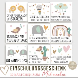 Einschulung Geschenk, Geschenkidee Einschulung, Schulanfang Geschenk Mädchen, Erster Schultag Geschenke, Mutmacher Karten Kinder, DIY, PDF