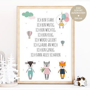 Christmas gift children affirmations as a poster to print | Gift Christmas DIY | Affirmation Poster Child | affirmation card