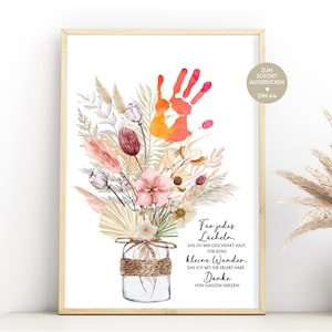 Geschenk zum Abschied für die Erzieherin, Tagesmutter Abschiedsgeschenk Bild Blumen Boho Kindergarten Kita Krippe DIY Geschenkidee Danke PDF