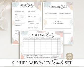 Juegos de baby shower para imprimir, set, ciudad campo bebe, tarjeta de deseos, hola bebe, juegos de baby shower alemán, boho, flores, juego de adivinanzas, cuestionario
