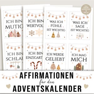 Affermazioni da stampare per il calendario dell'Avvento, stile boho, frasi positive per il periodo prenatalizio, bambini piccoli, bambini, adolescenti