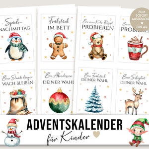 Children&#39;s Advent Calendar Gifts Vouchers DIY as Download, Advent Calendar Ideas, Advent Calendar Crafts, Christmas Calendar Child
