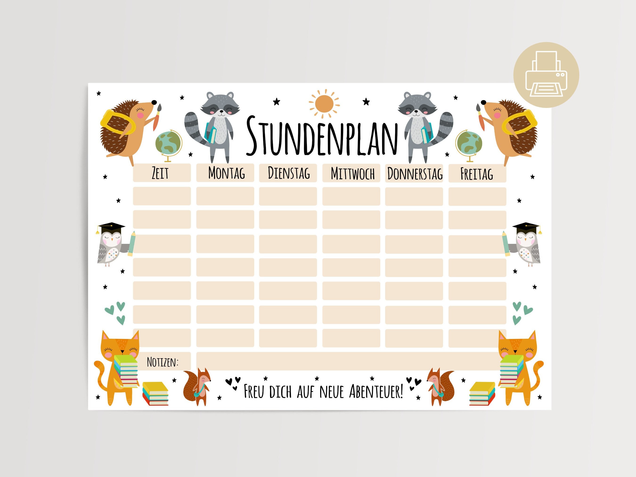 Stundenplan Tiere Zur Einschulung Jungen Mädchen Schulkind Zum - Etsy