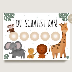 Reward chart toddler child animals to print out reward system children reward plan reinforcement plan diaper-free potty training DIN A4
