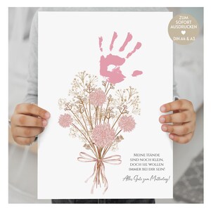 Mother&#39;s Day gift handprint picture of children, Mother&#39;s Day gift DIY idea mom, baby handprint gift idea, minimalist, download