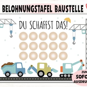 Belohnungsplan Baustelle Belohnungstafel Kleinkinder Verstärkerplan Jungs Belohnungssystem Kinder Belohnungstafel Download PDF Motivation