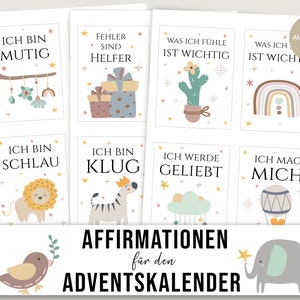 Adventskalender kinderaffirmaties, boho, download, kerstkalender, affirmatiekaarten, adventskalender DIY om zelf te maken
