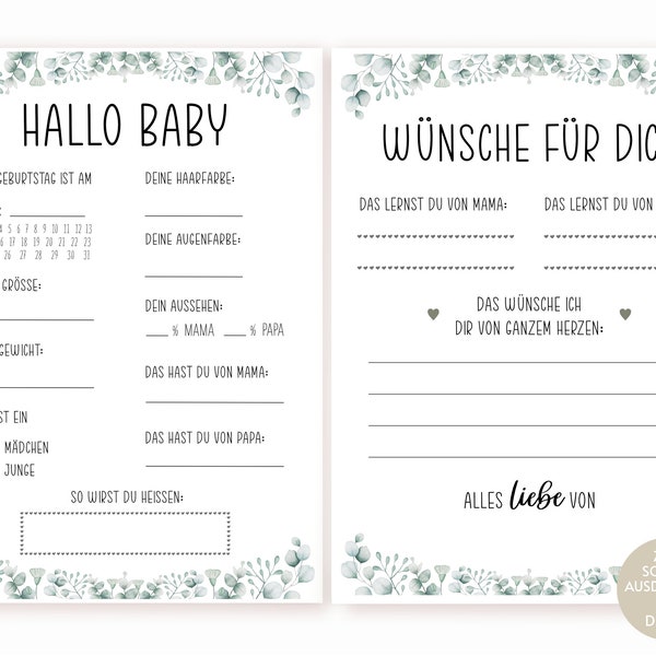 Juegos de baby shower regalos fiesta de baby shower alemán para imprimir juego de adivinanzas juego de baby shower tarjeta de bebé minimalista neutral DIN A4 DIN A5