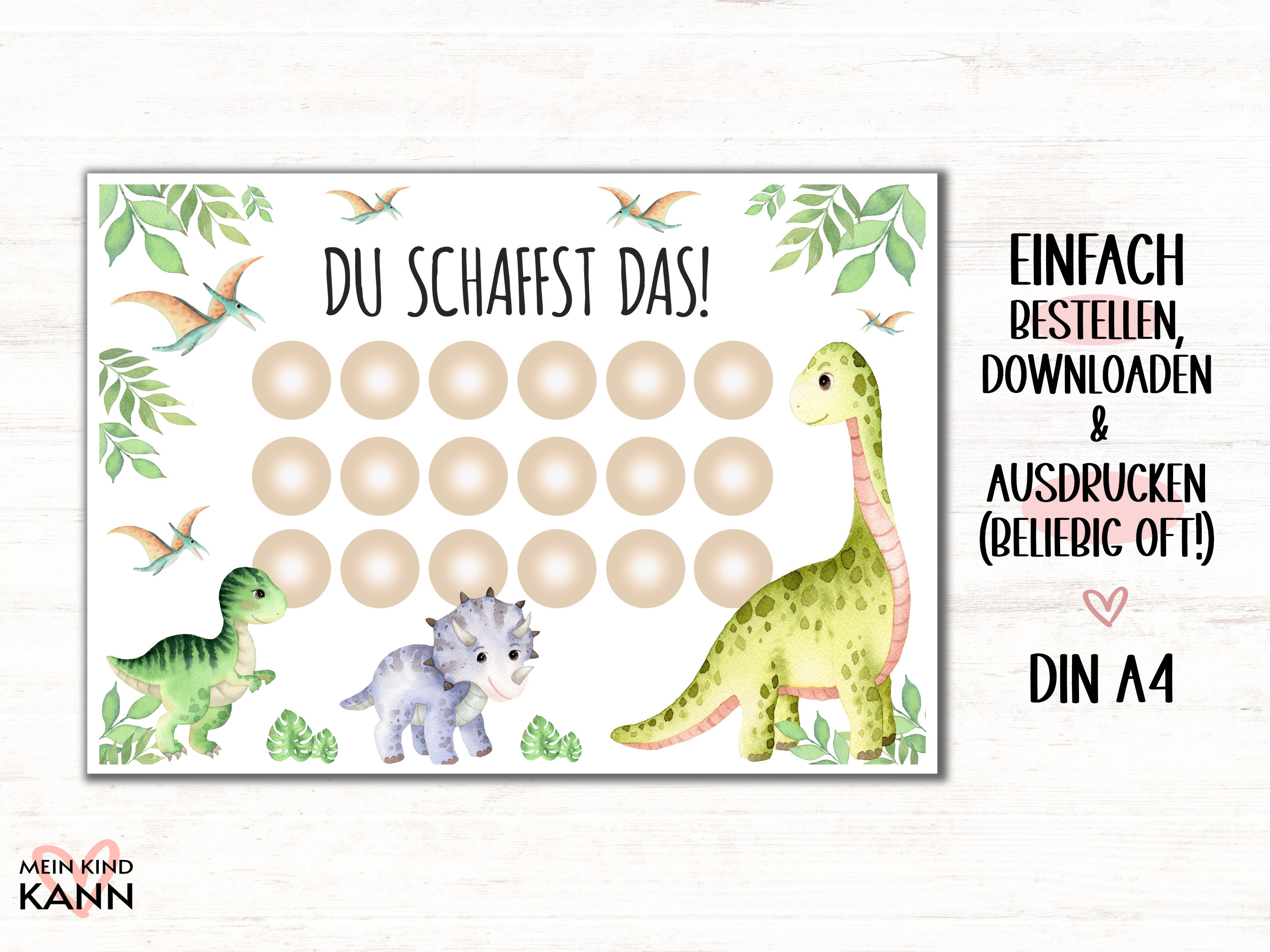 Belohnungstafel Kind Dinobabys, Belohnungsplan zum Ausdrucken mit