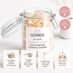 Abschiedsgeschenk Erzieherin | DIY Geschenk im Glas | Positive Affirmationen für Erzieherinnen | PDF Vorlage Boho | Kita | Selbstfürsorge