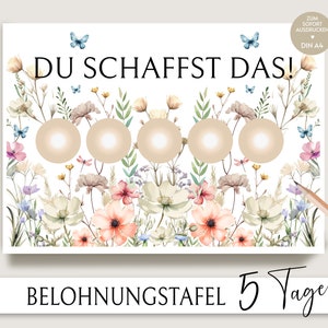 Beloningsgrafiek peuters kinderen, beloning meisjes, groeimindset, 5 dagen, beloningsplan bloemen, download, beloningskaart, weekplan