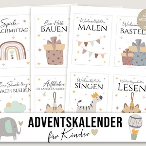 Advent calendar children&#39;s boho, DIY Advent calendar for crafts, download, Christmas calendar, vouchers, child, Christmas, Advent calendar