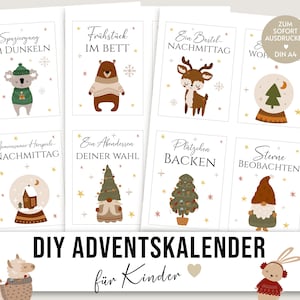 Advent calendar children, DIY, boho, vouchers gifts children, Christmas calendar, download, make your own advent calendar idea, child