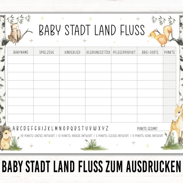 Baby Shower Games City Country River Forest Animals Printable Baby Shower Games Baby Shower Gift Decoration Cards Available Instantly