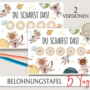 Tablero de Recompensas Espacio Estilo Boho, PDF, Plan de Rutina, Plan Semanal, Plan de Recompensas, Tarjeta de Recompensa, Niño pequeño, Niños, Semana, Días de la Semana