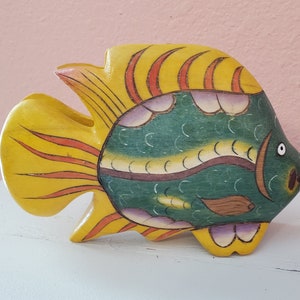 Vintage Wooden Fish Napkin Holder and Rings