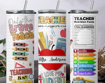 20oz Personalized Teacher Tumbler, Teacher Appreciation Gift School Teacher Tumbler, Teacher Gift Personalized, Custom Tumbler, Teacher Cup