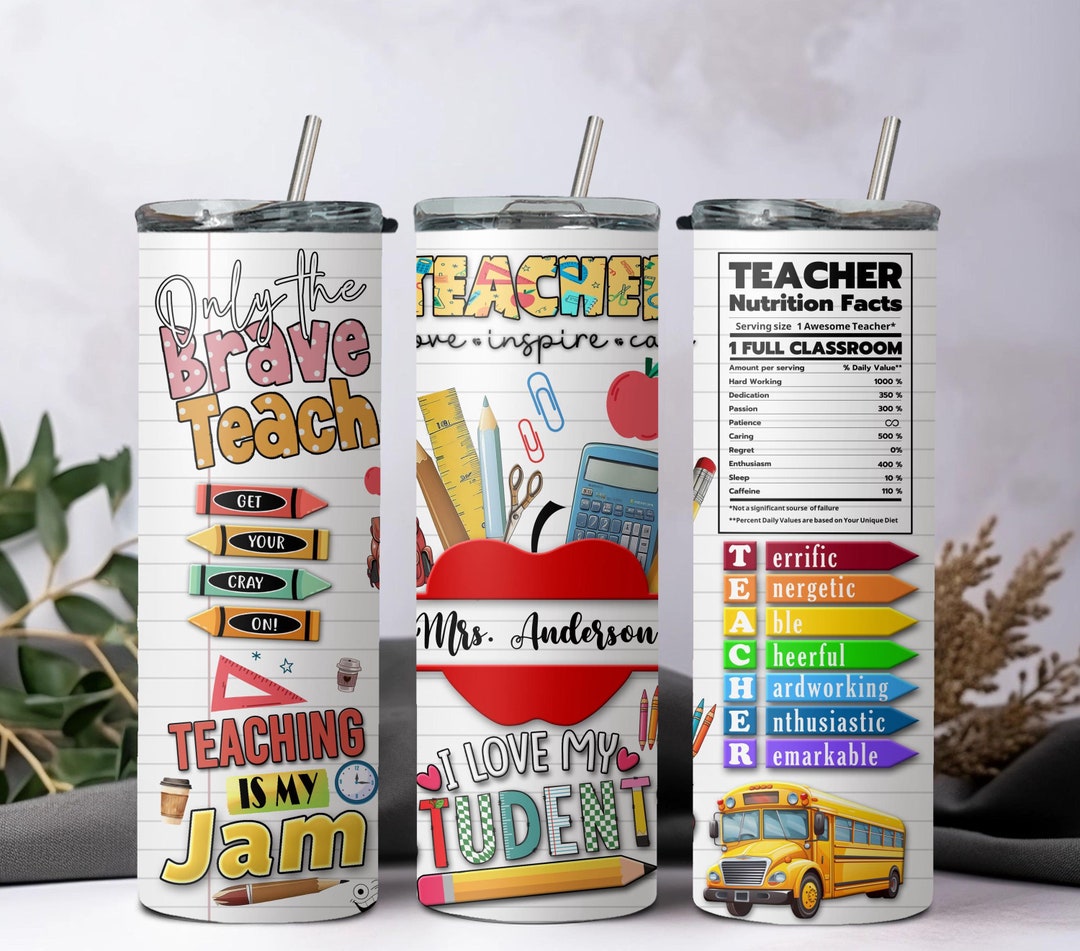20oz Personalized Teacher Tumbler, Teacher Appreciation Gift School ...